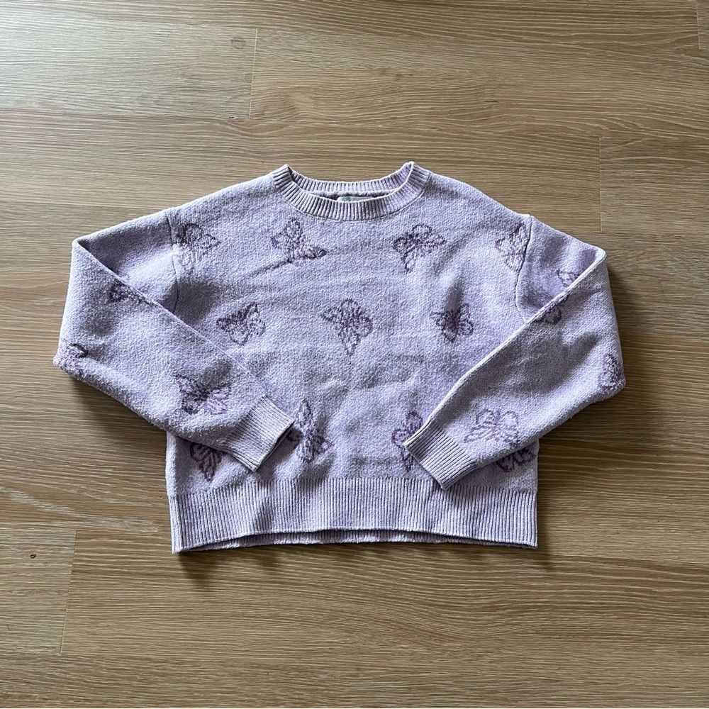 Butterfly Purple Crewneck Sweater | Soft Cozy Knit | Casual Minimalist Top